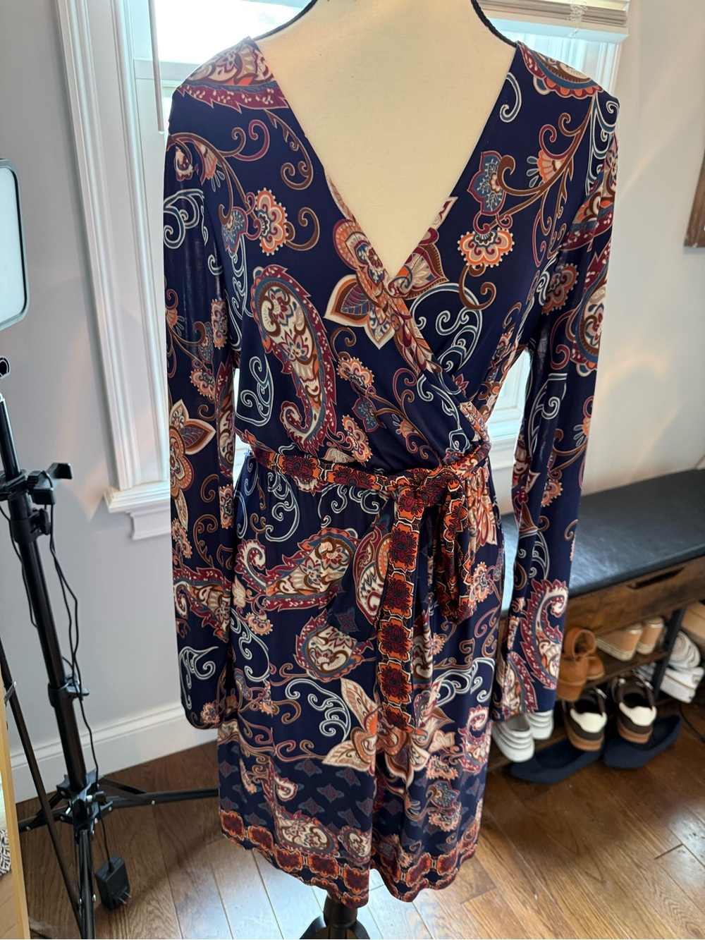 VENUS Navy and Rust Paisley Dress